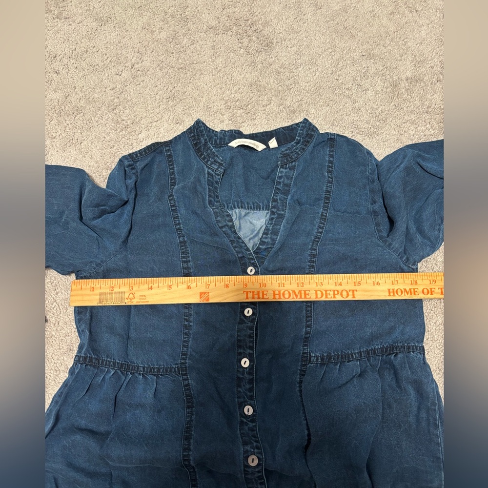 Soft Surroundings Womens Shirt Chambray Denim Babydoll Button Up Small - Picture 5 of 6